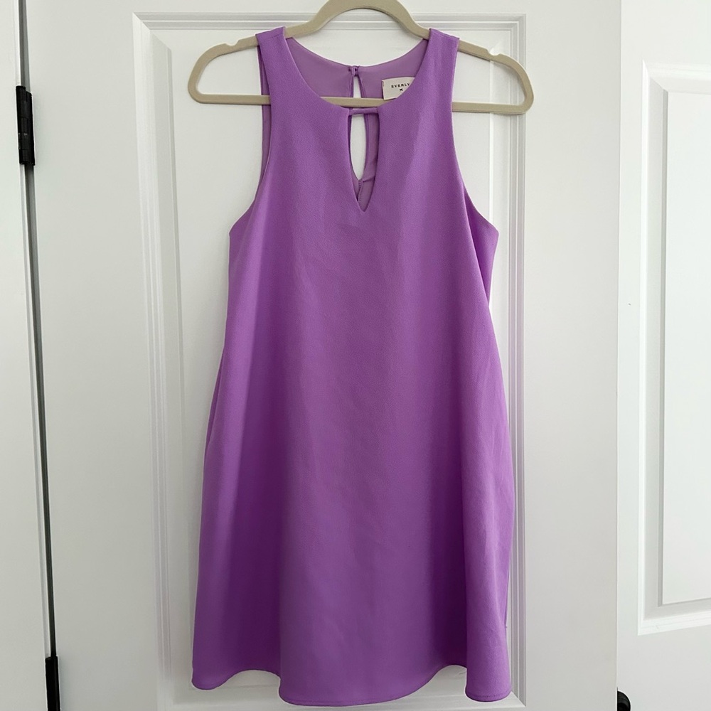Everly Lilac Purple Key Hole Sleeveless Shift Dress - Office / Wedding Guest